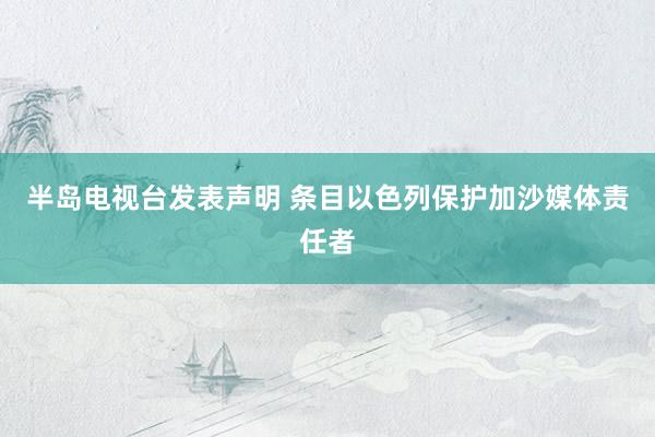 半岛电视台发表声明 条目以色列保护加沙媒体责任者