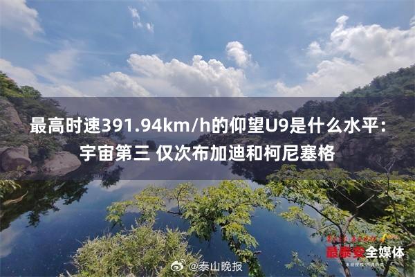 最高时速391.94km/h的仰望U9是什么水平：宇宙第三 仅次布加迪和柯尼塞格